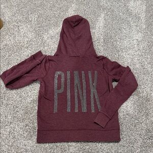 PINK Burgundy Hoodie with sequin Logo